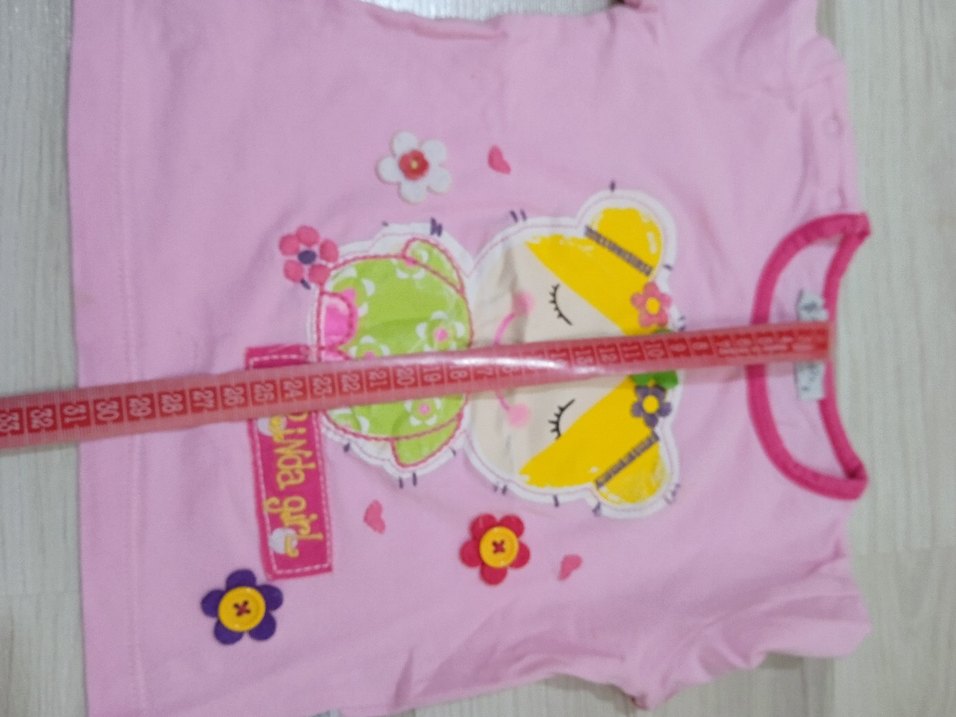 Kız Çocuk Pembe Baskılı Kısa Kollu Tişört - Görsel 4