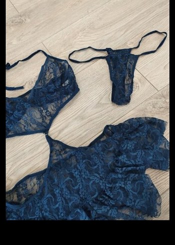 Pierre Cardin Lacivert Mini Dantel Strappy Gecelik
