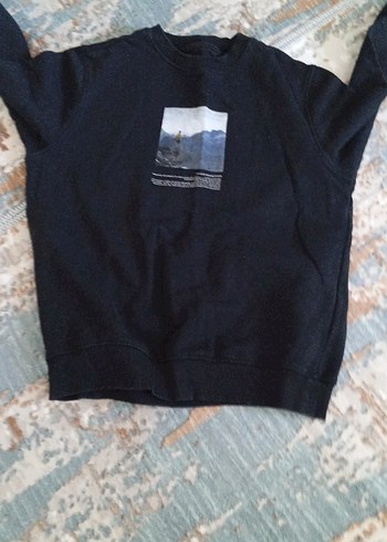 m Beden Kadın Siyah Baskılı Sweatshirt