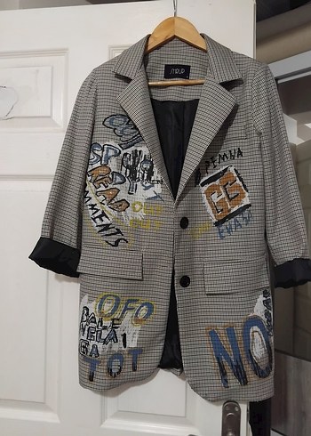 Düğmeli, Baskılı Blazer