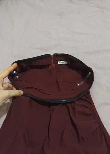 s Beden Bordo Straplez Uzun Kadın Elbise