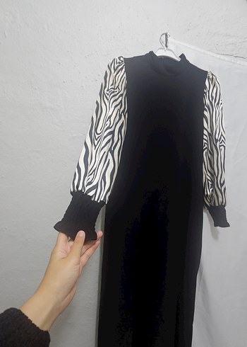 Zebra Desenli Bel Kuşaklı Elbise. - Görsel 4