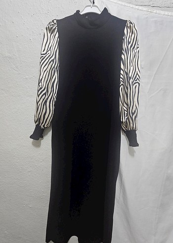 Zebra Desenli Bel Kuşaklı Elbise. - Görsel 3