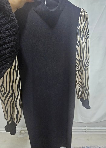 Zebra Desenli Bel Kuşaklı Elbise. - Görsel 8