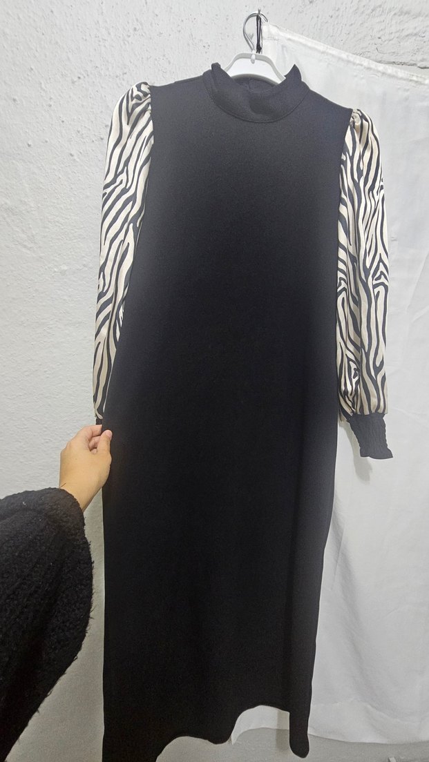 Zebra Desenli Bel Kuşaklı Elbise. - Görsel 5