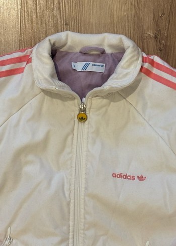 Orijinal Adidas Vintage Beyaz Fermuarlı Kadın Spor Mont - Görsel 2