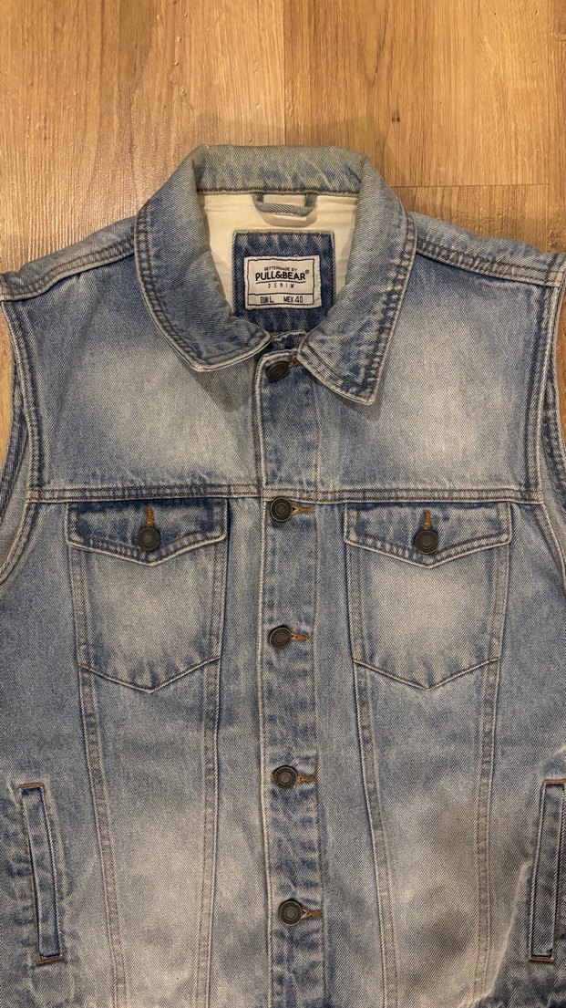 Pull&Bear  Kolsuz Mavi Denim Ceket - Görsel 2