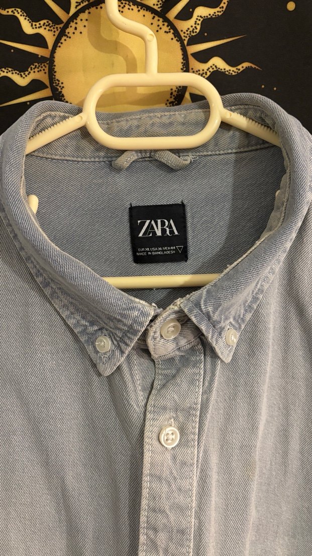 Zara Gri Denim Düğmeli Erkek Gömlek - Görsel 3