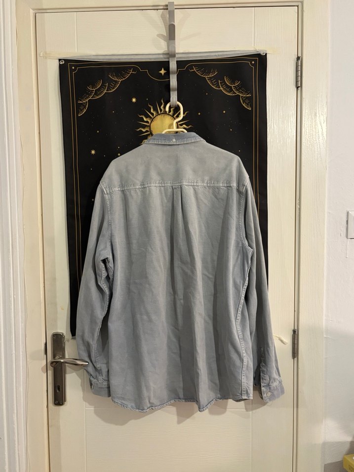 Zara Gri Denim Düğmeli Erkek Gömlek - Görsel 5