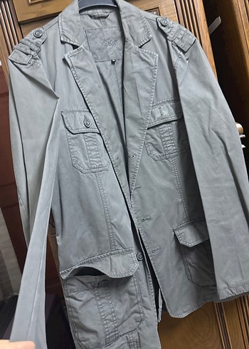 Gri Düğmeli Erkek Keten Ceket - Görsel 2