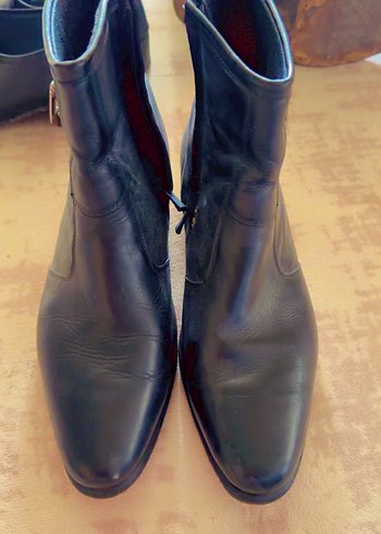 Kilit Detaylı erkek siyah Deri Bot - Görsel 2