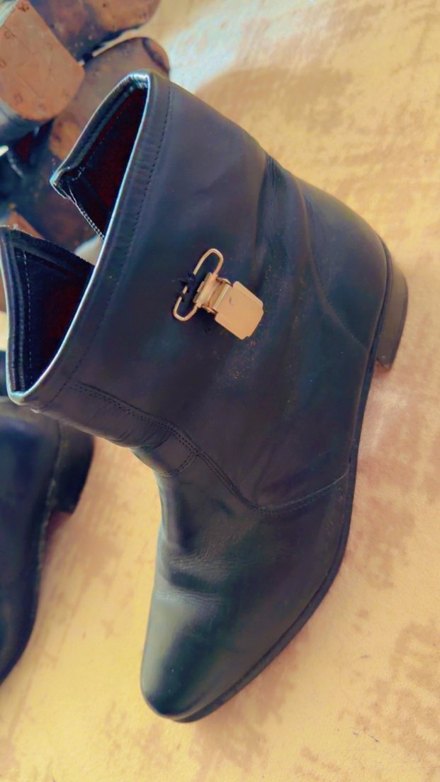 Kilit Detaylı erkek siyah Deri Bot - Görsel 3