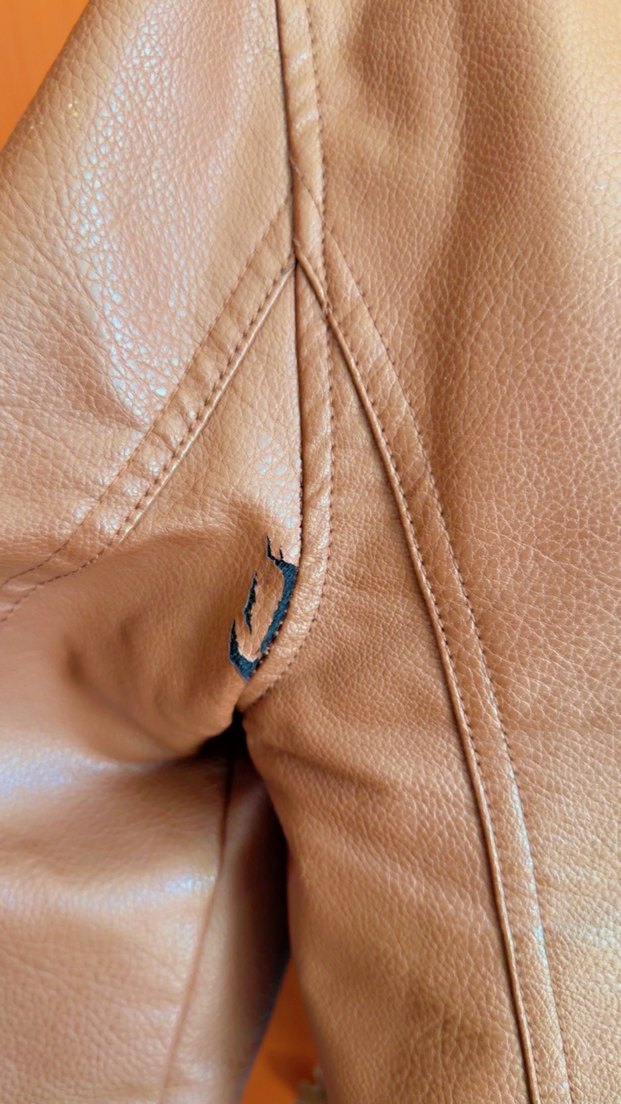 Kahverengi Kadın Deri Biker Ceket - Görsel 5