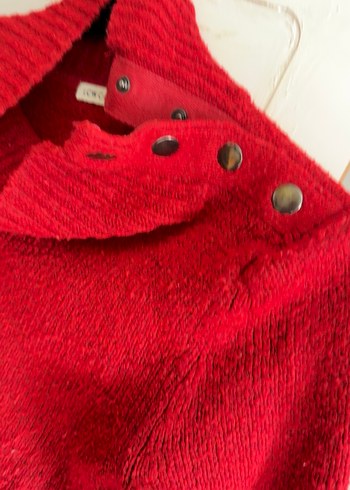 Kırmızı Kadın Örgü Triko Kazak - Görsel 2