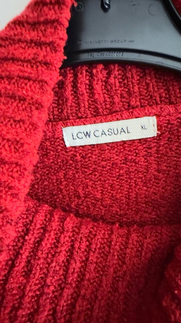 Kırmızı Kadın Örgü Triko Kazak - Görsel 3