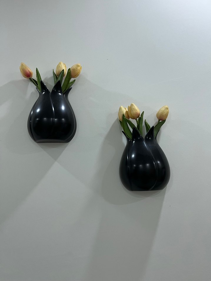 Siyah Seramik Dekoratif Vazo Seti - Görsel 3