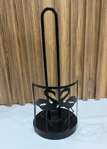 Siyah Metal Flamingo Desenli Kağıt Havlu Tutucu - Görsel 2