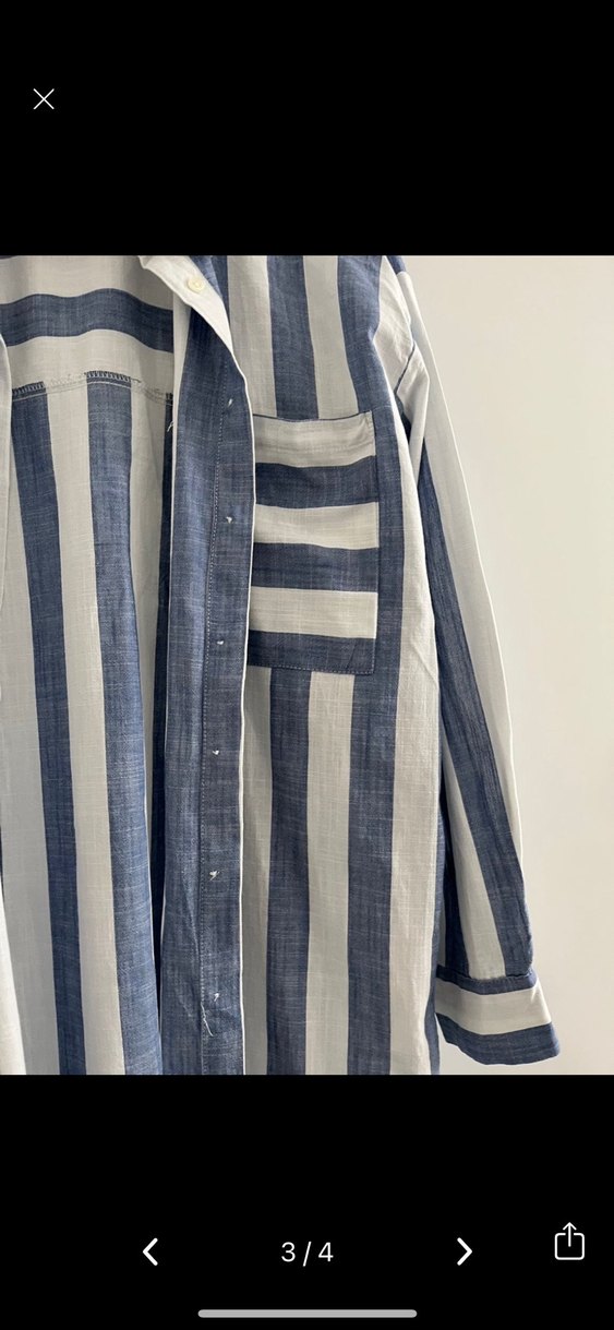 Uzun Kollu Mavi Çizgili Kadın Gömlek - Görsel 4