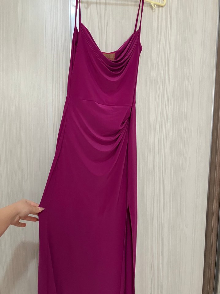 Pembe Drapeli Uzun Abiye Elbise - Görsel 3