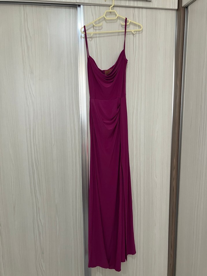 Pembe Drapeli Uzun Abiye Elbise - Görsel 2