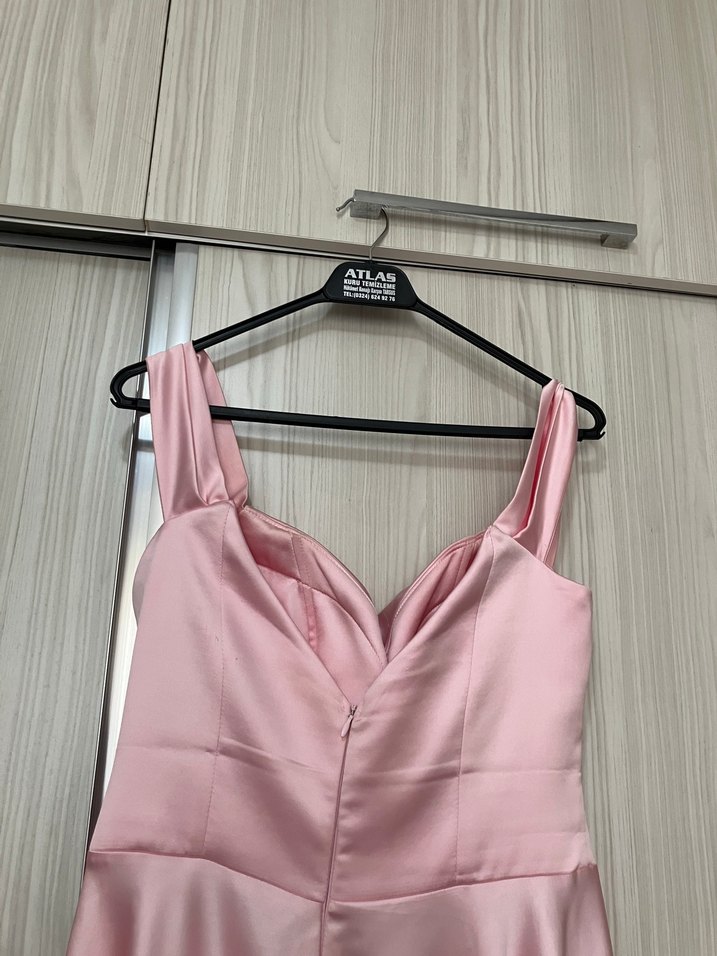 Pudra Pembe Saten Uzun
 Abiye Elbise - Görsel 5