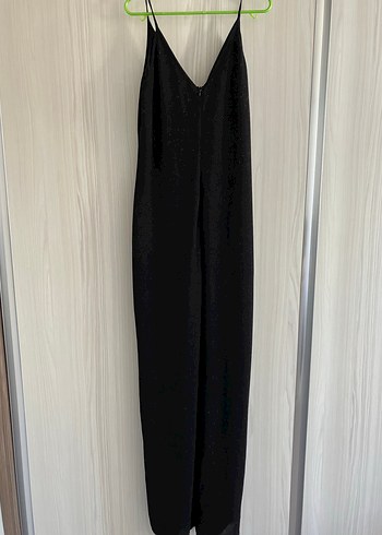 Siyah Drapeli Uzun V Yaka Kadın Elbise - Görsel 4