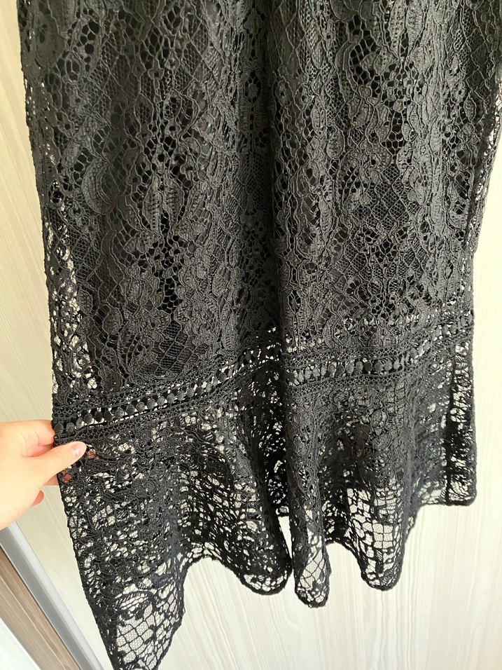 Dantel Siyah Uzun Abiye Elbise - Görsel 3