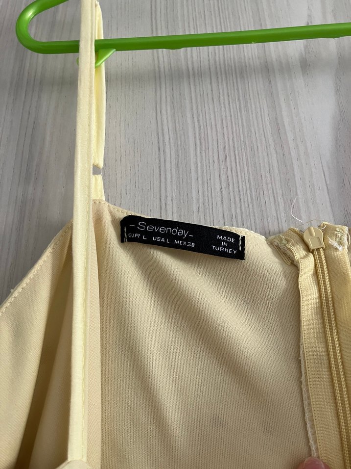 Sarı Nakışlı Mini Straplez Elbise - Görsel 3