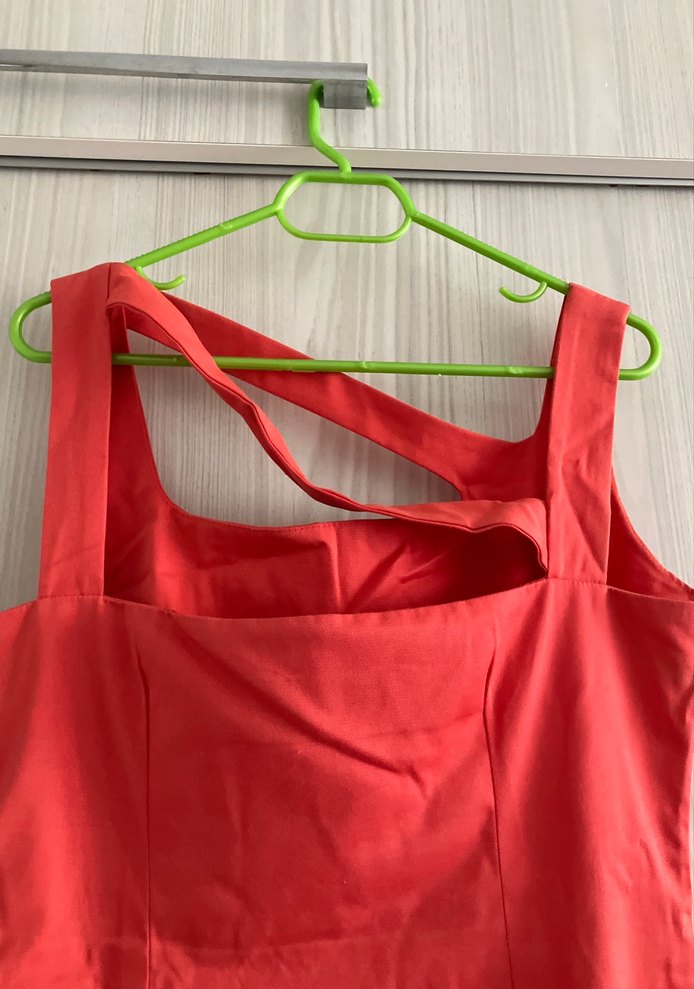 Nar çiçeği V Yaka Drapeli Midi Elbise - Görsel 3