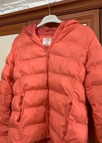 Kız Çocuk Parlak Pembe Fermuarlı şişme mont - Görsel 3