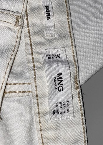 Mango Beyaz Kadın Bol paça kot pantolon