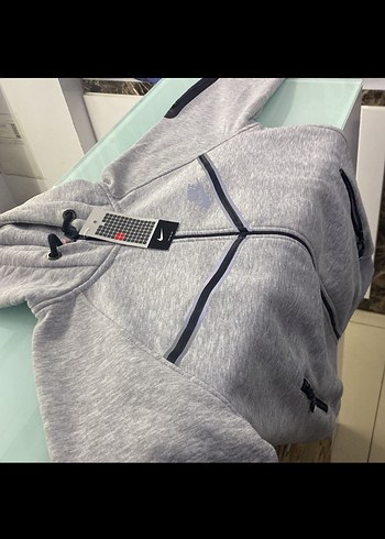 Gri Fermuarlı Kapüşonlu Sweatshirt - Görsel 2