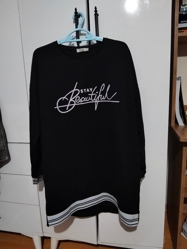 Siyah Baskılı Kadın Sweatshirt - Görsel 2