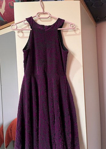 Dantelli Mor mini elbise - Görsel 2