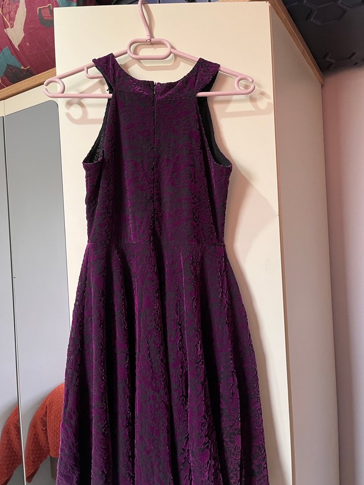 Dantelli Mor mini elbise - Görsel 2