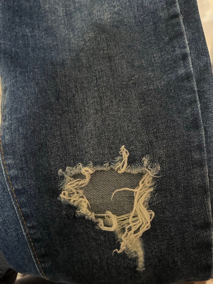 Kadın Lacivert Yırtık Pantolonlu Tulum - Görsel 3