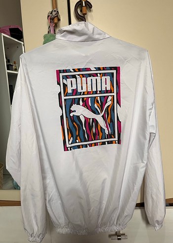 Beyaz Puma Baskılı Unisex M-L Beden Yağmurluk - Görsel 2