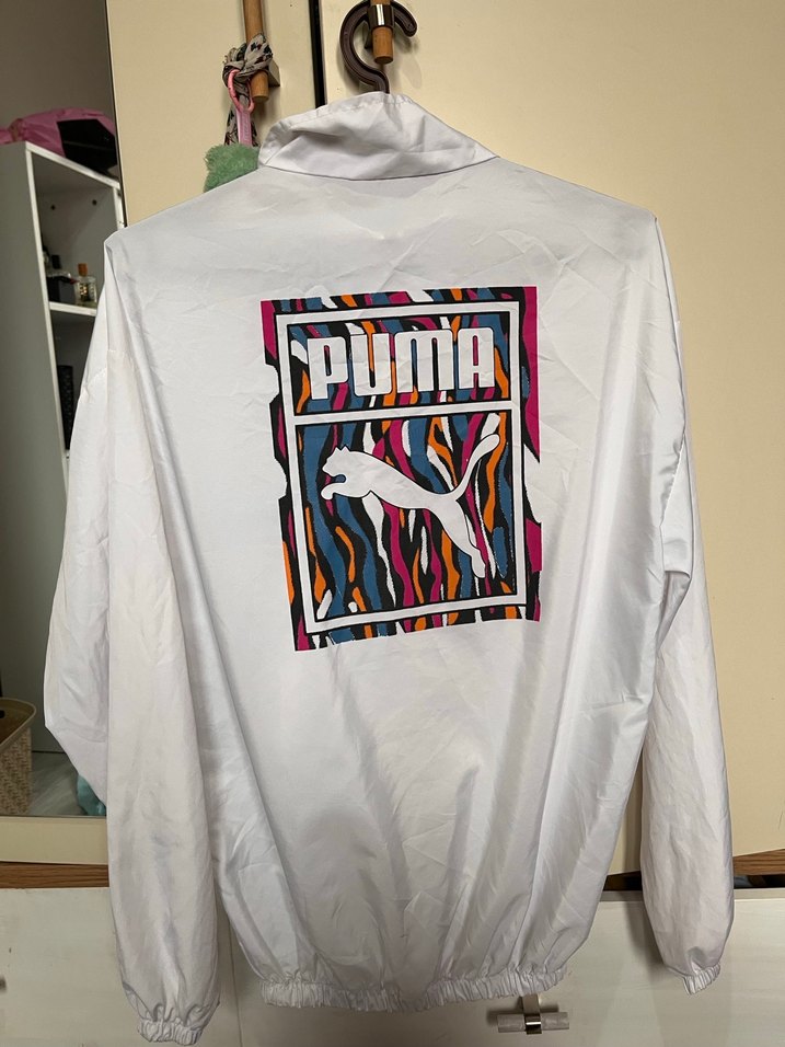 Beyaz Puma Baskılı Unisex M-L Beden Yağmurluk - Görsel 2