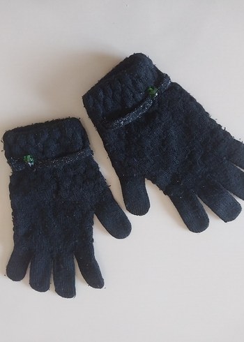 Siyah Örgü Kadın Eldivenleri - Görsel 2