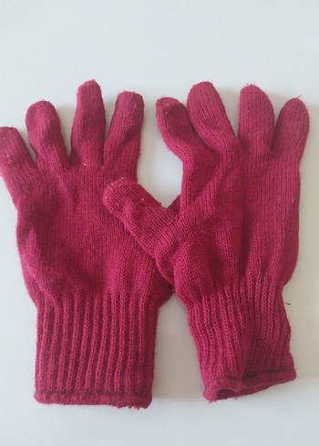 Bordo Kadın Örgü Yün Eldiven - Görsel 4