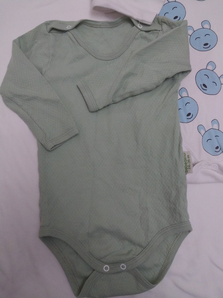 Uzun Kollu Bebek Body Seti, Düğmeli, Yeşil - Görsel 3