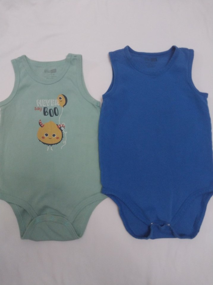 Mavi ve Yeşil Erkek Bebek Kolsuz Body Seti - Görsel 2