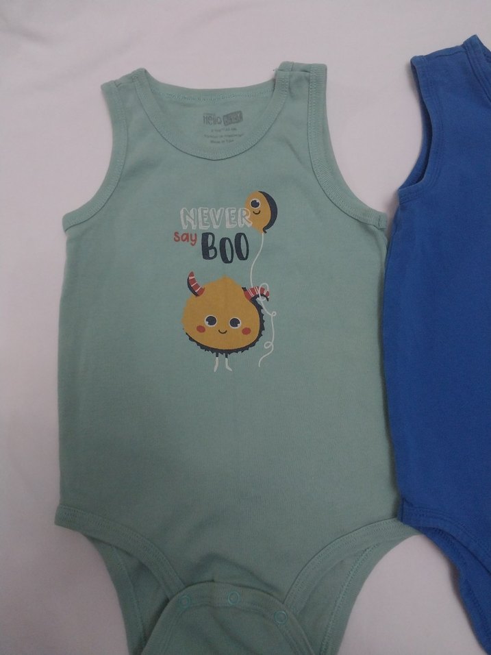 Mavi ve Yeşil Erkek Bebek Kolsuz Body Seti - Görsel 3