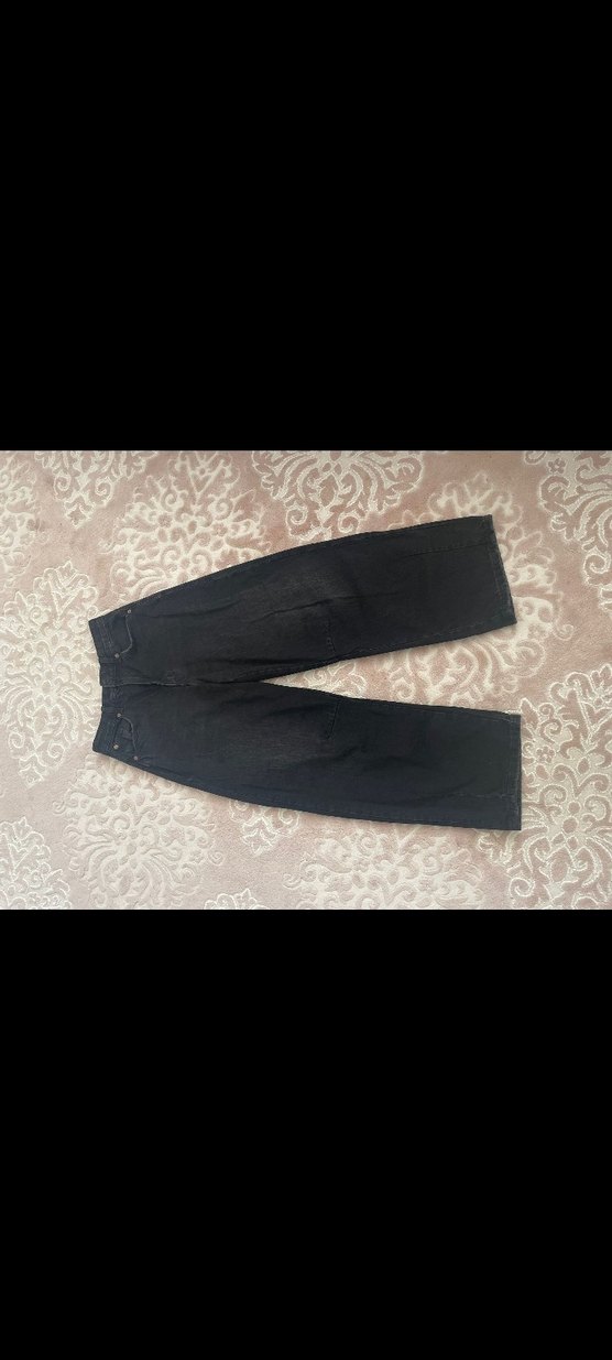 Siyah Oversize Orta Bel Kadın Jean - Görsel 2