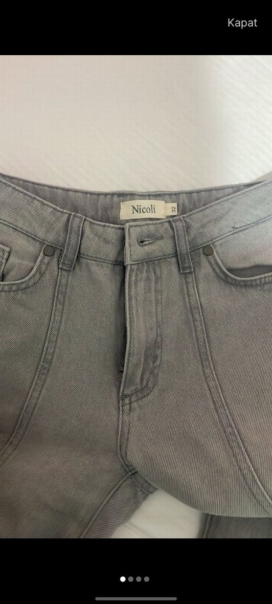 Gri Regular Fit Kadın Midi Denim Pantolon - Görsel 2