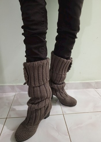 Bohem Tarz Örgü Kadın Topuklu Bot - Görsel 4