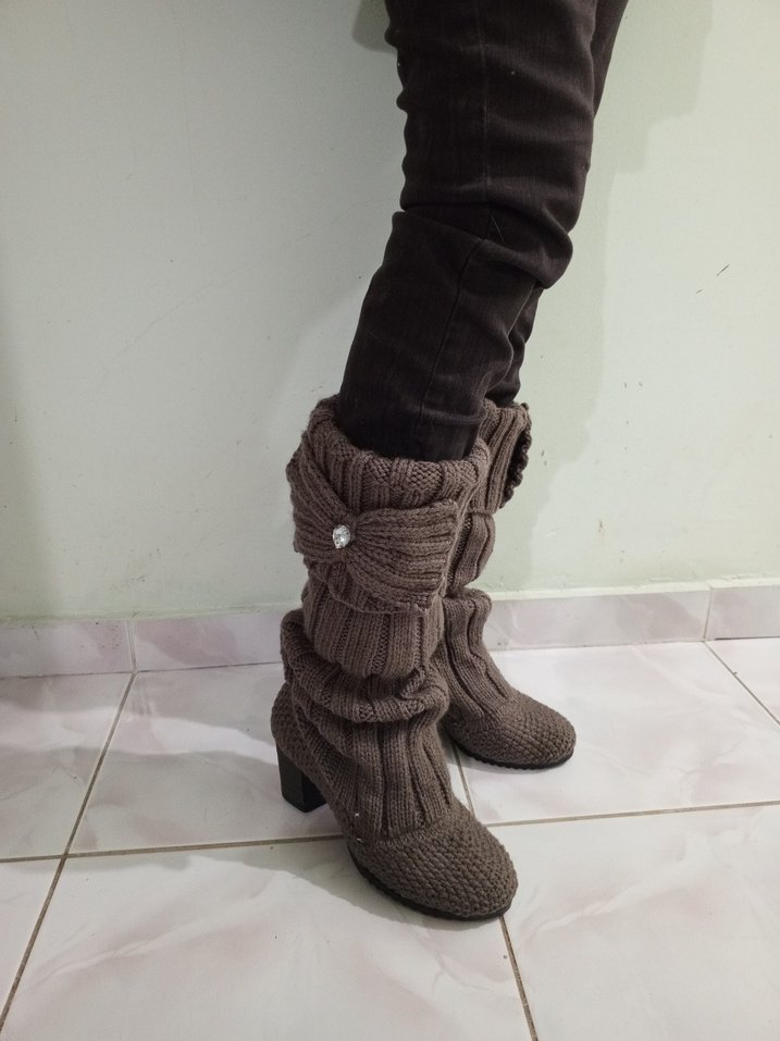 Bohem Tarz Örgü Kadın Topuklu Bot - Görsel 3