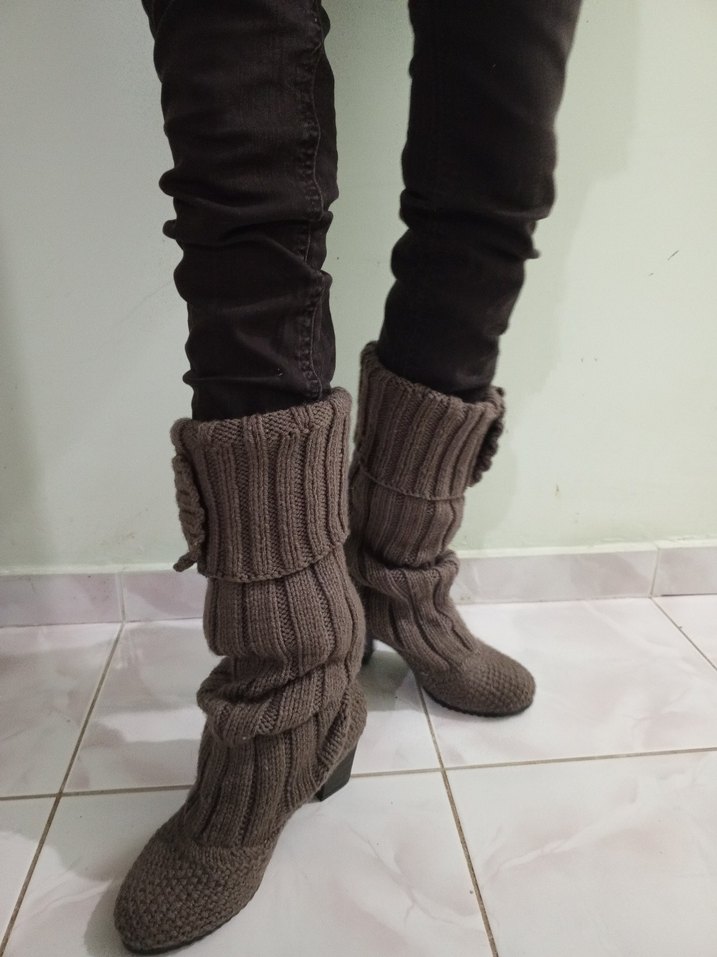 Bohem Tarz Örgü Kadın Topuklu Bot - Görsel 4