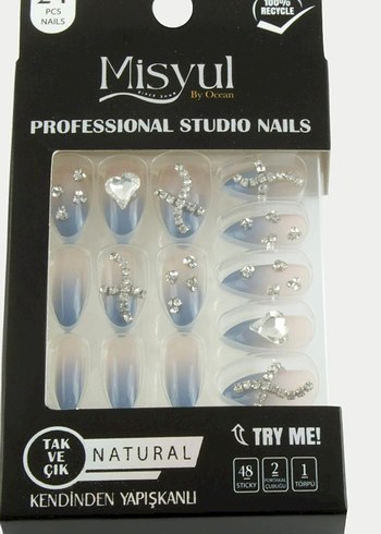 Mavi Taşlı Tırnak Süsleme Seti - Görsel 2