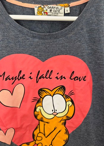 Garfield Baskılı Gri Kız Tişörtü